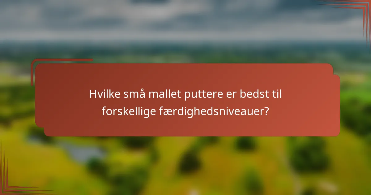 Hvilke små mallet puttere er bedst til forskellige færdighedsniveauer?