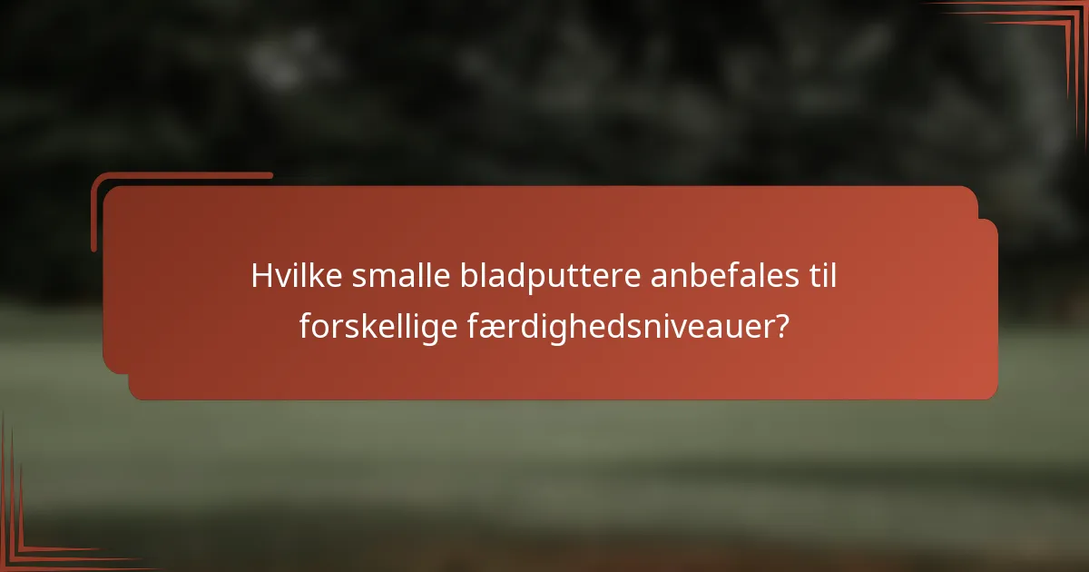 Hvilke smalle bladputtere anbefales til forskellige færdighedsniveauer?