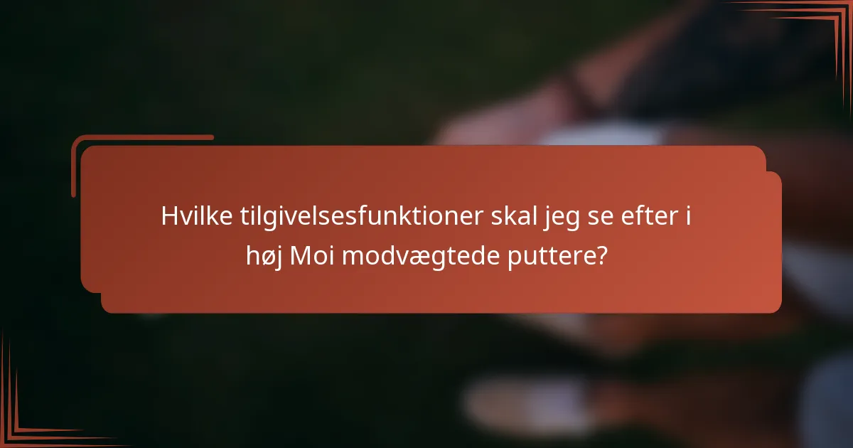 Hvilke tilgivelsesfunktioner skal jeg se efter i høj Moi modvægtede puttere?
