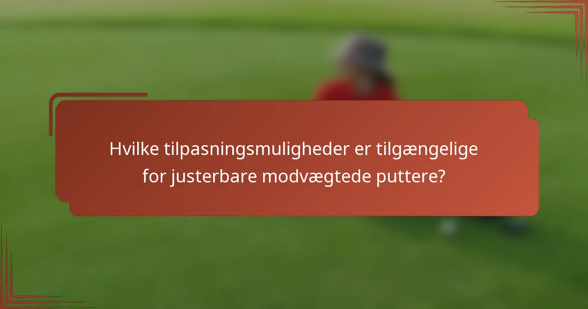 Hvilke tilpasningsmuligheder er tilgængelige for justerbare modvægtede puttere?