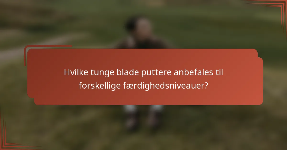 Hvilke tunge blade puttere anbefales til forskellige færdighedsniveauer?