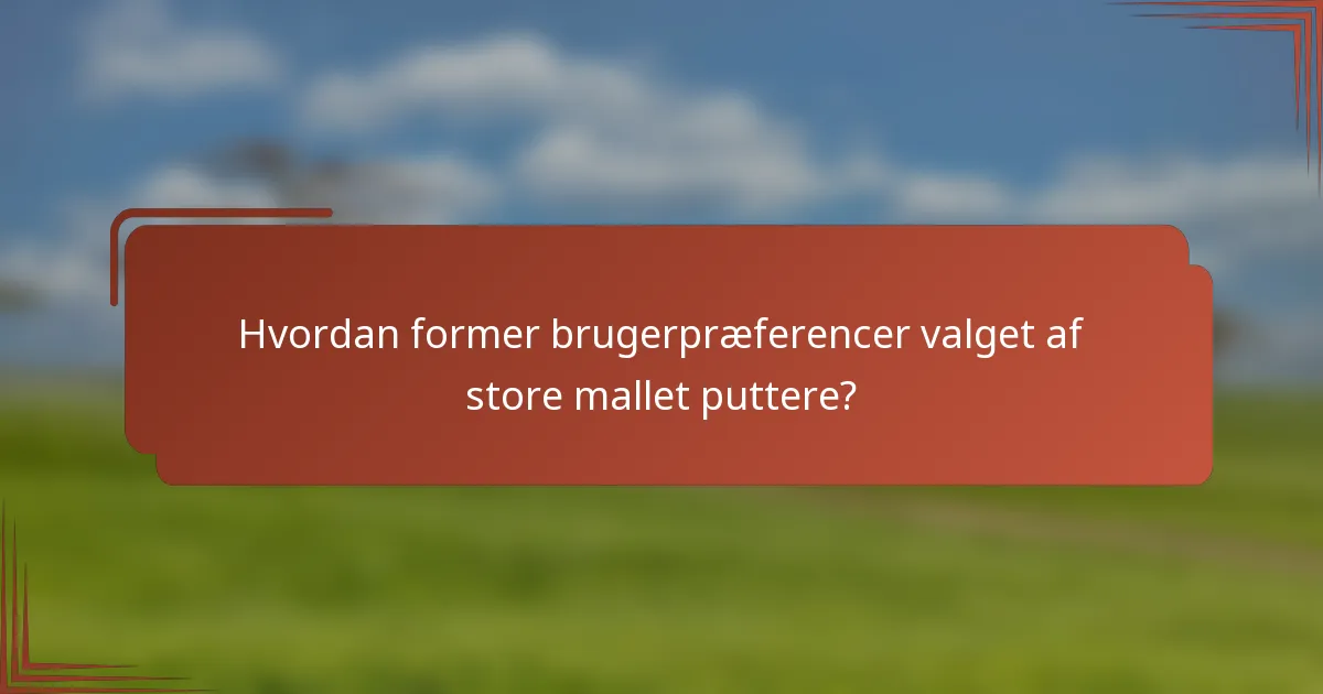 Hvordan former brugerpræferencer valget af store mallet puttere?